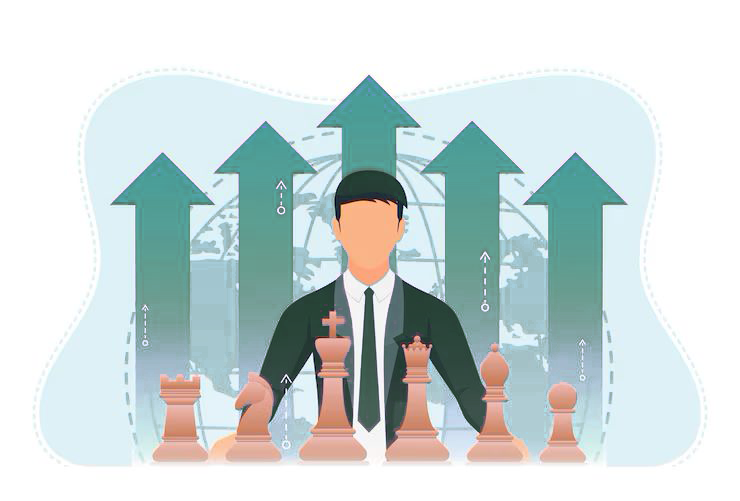 businessman with chess piece growth financial arrow business strategy leadership concept 47328 1608 e1746438923709